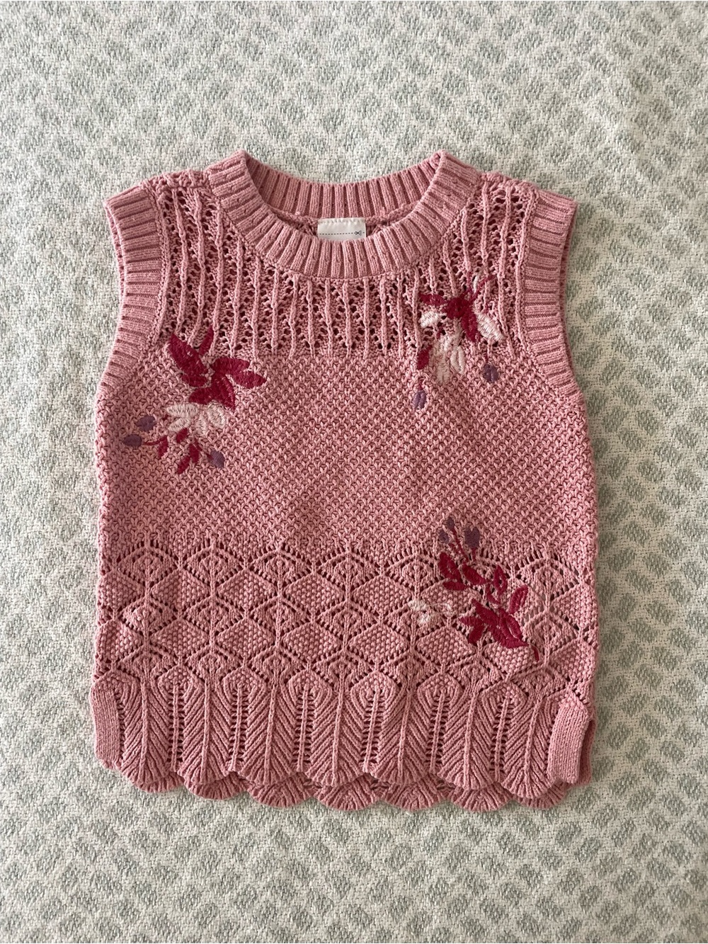 abercrombie kids Dusty Pink Floral Knit Sweater Vest
